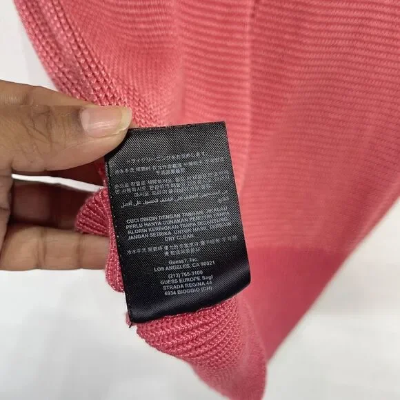 GUESS Los Angeles Womens Small Top Open Knit Coral Sweater - Picture 14 of 14